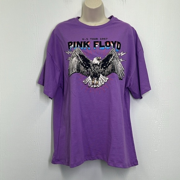 Pink Floyd - NWT US Tour 1967 Bald Eagle Graphic Oversized T Shirt  Size XS - Picture 2 of 10